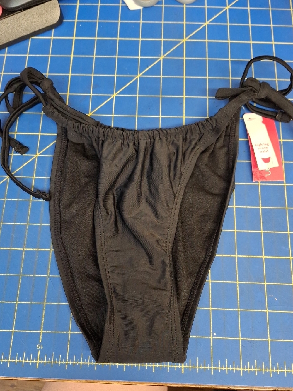 Xhilaration Black Tie-Side Bikini Bottom L (8-10) NWT